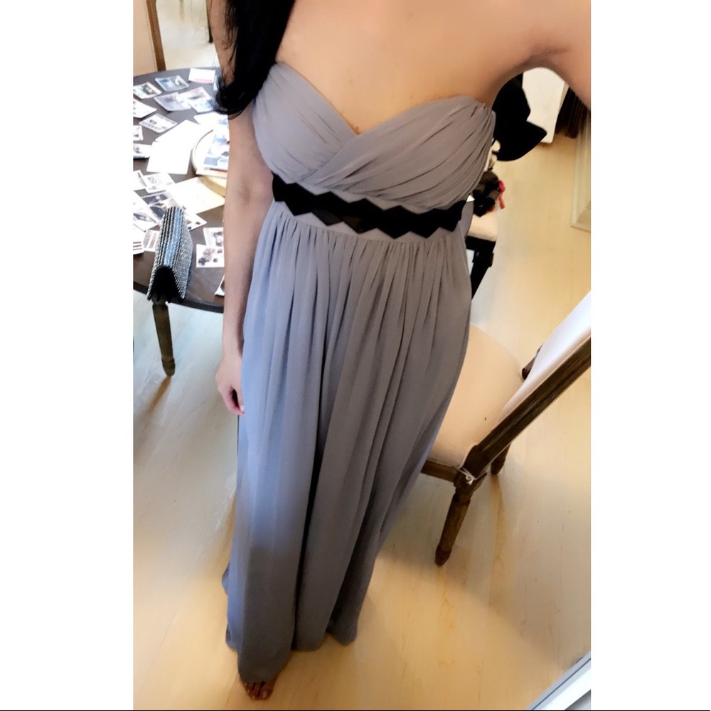 Brand New BCBGeneration Lavender Chiffon Strapless Gown with Black Satin Ribbon